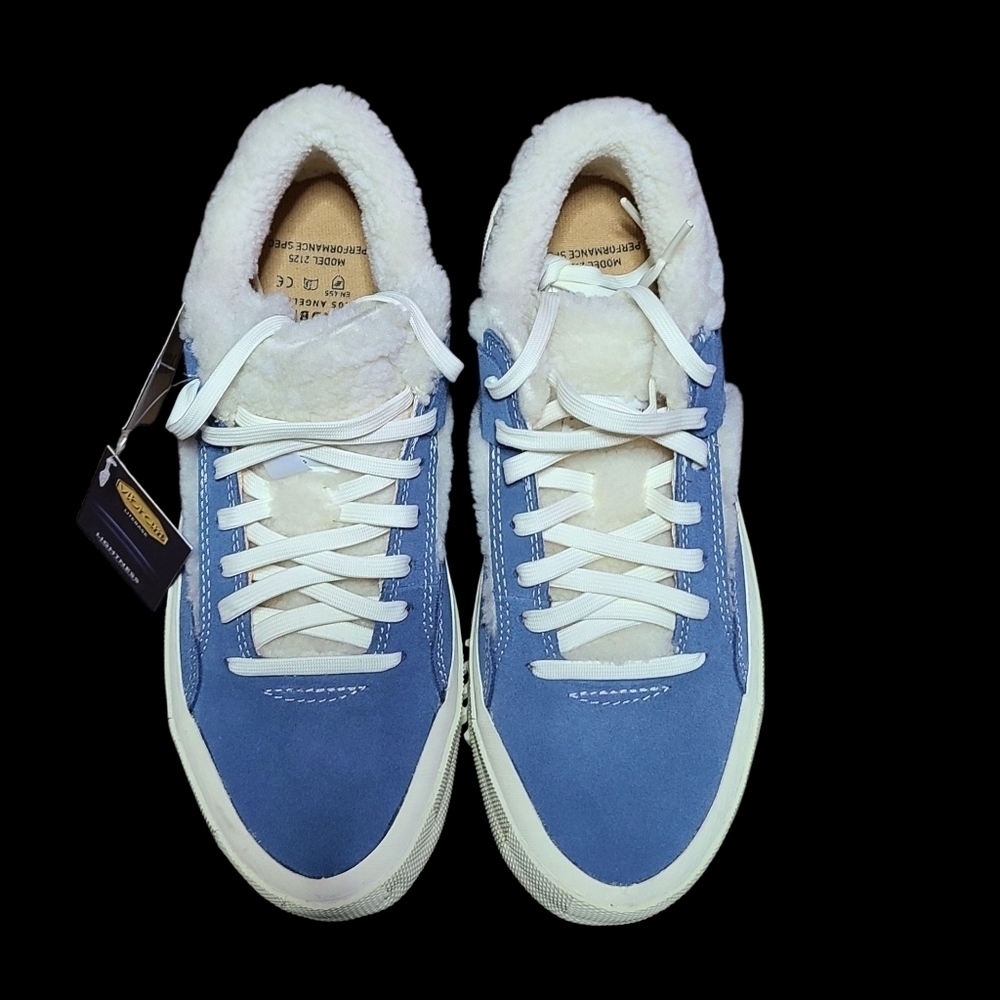 BRANDBLACK Bravo Faux Shearling Sneakers, Light Blue Suede, Sz  9 Women  NWT